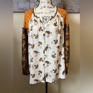 Anthropologie Jane & Delancey bohemian paisley print peasant blouse, size large